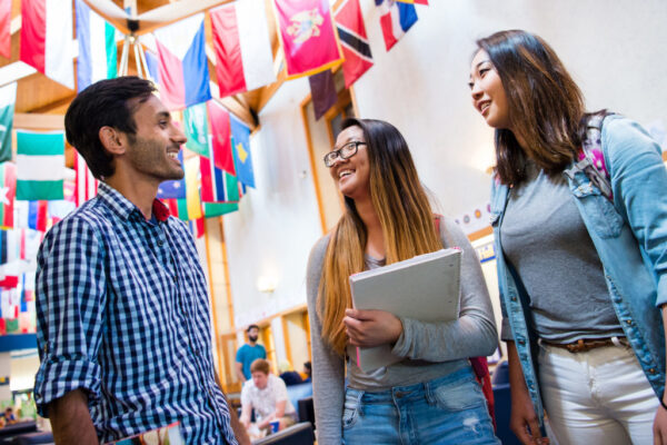 Campus Life - Students and Flags